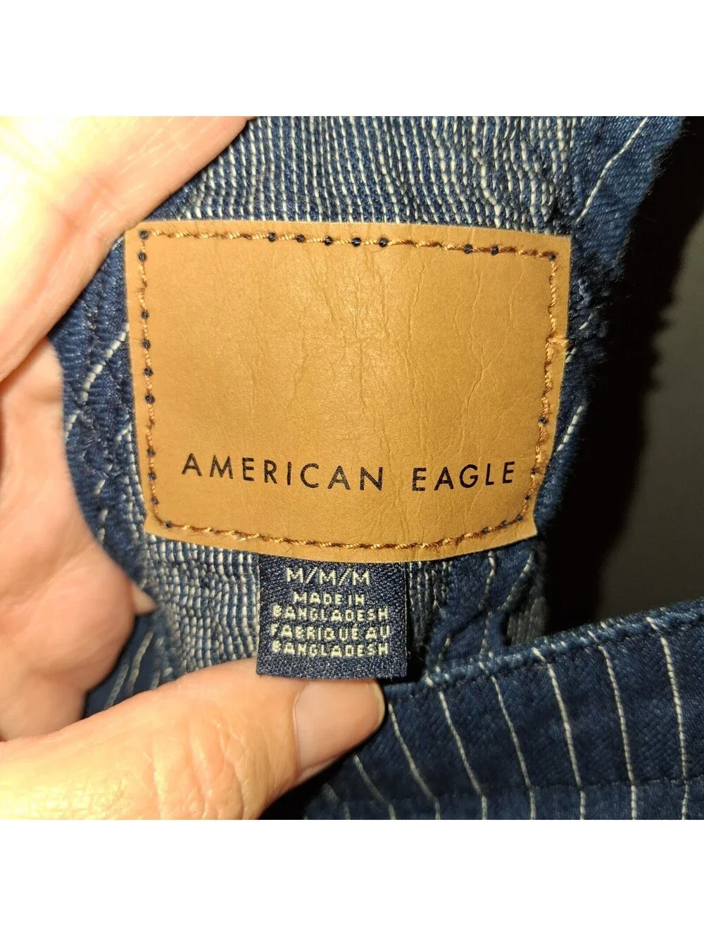 American Eagle Medium Blue Pinstripe Denim Overalls